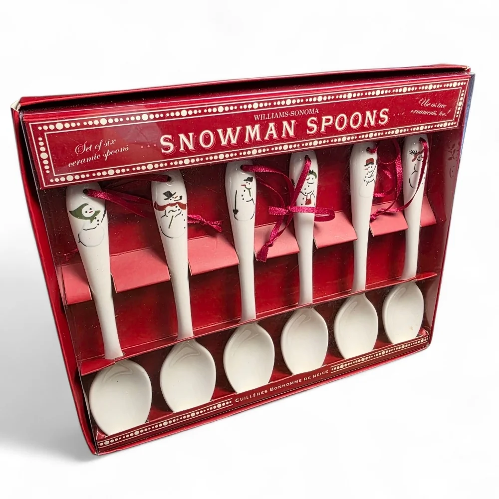 NIB 2006 Williams-Sonoma Snowman Christmas Spoons/Ornament Set